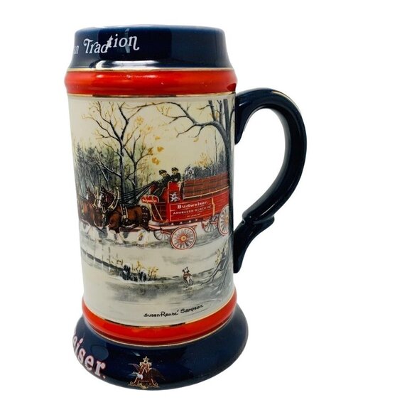 Budweiser An American Tradition Beer Vintage Ceramic Beer Stein Ceramarte Brazil - Picture 1 of 11